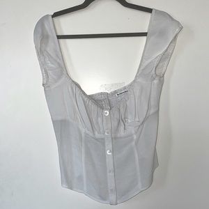 Reformation Short Sleeve White Top with Button Details